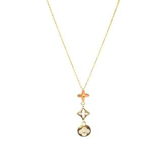 Flower Clover Pendant Stainless Steel Gold Plated Necklace